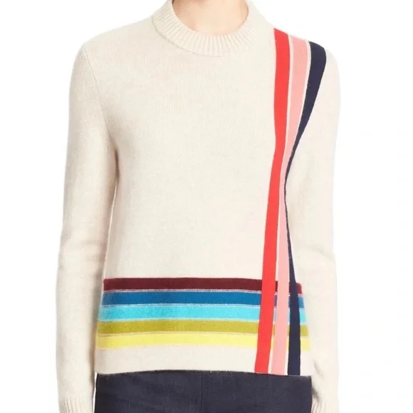 Tory Burch Stripe Cashmere Pullover Sweater